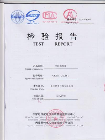 CKSG電抗檢驗報告